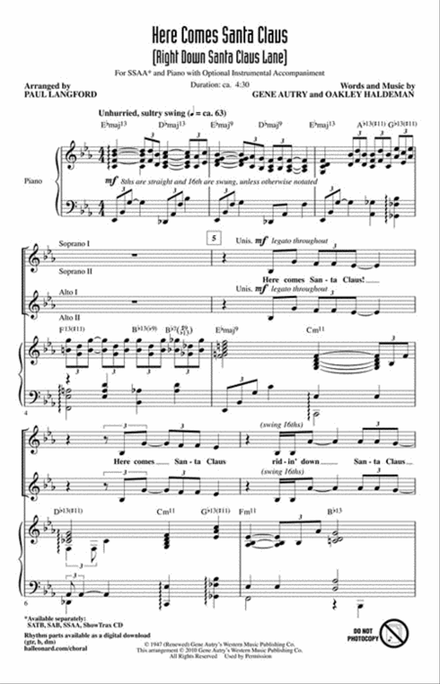 Here Comes Santa Claus (Right Down Santa Claus Lane) SSAA scores gallery preview page 2