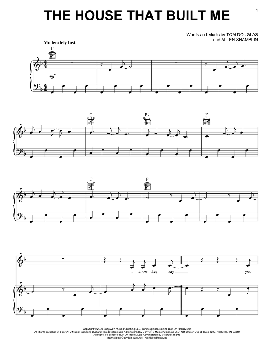 The House That Built Me Piano, Vocal, Guitar scores gallery preview page 1