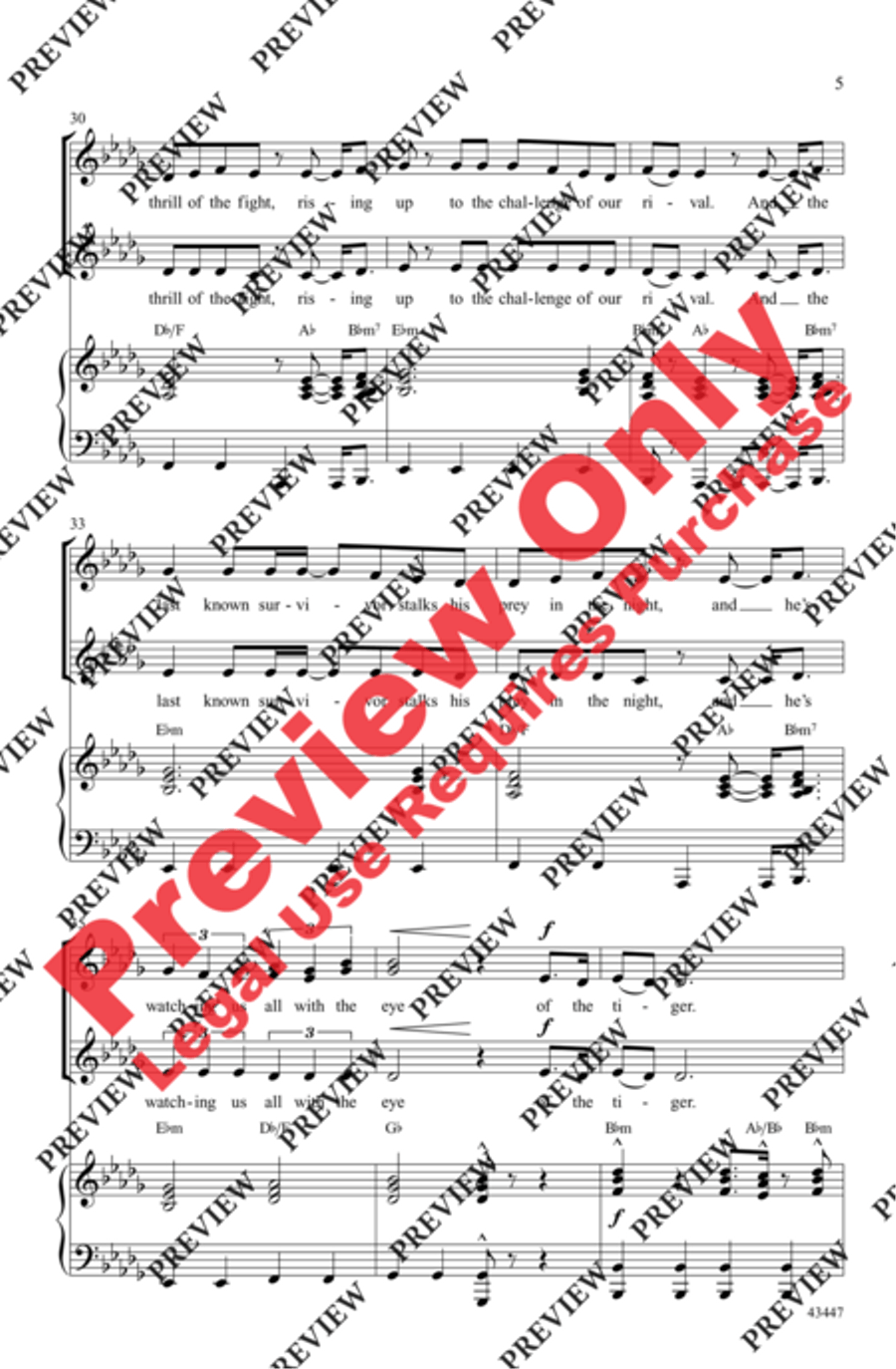 Eye of the Tiger Women's Choir scores gallery preview page 5