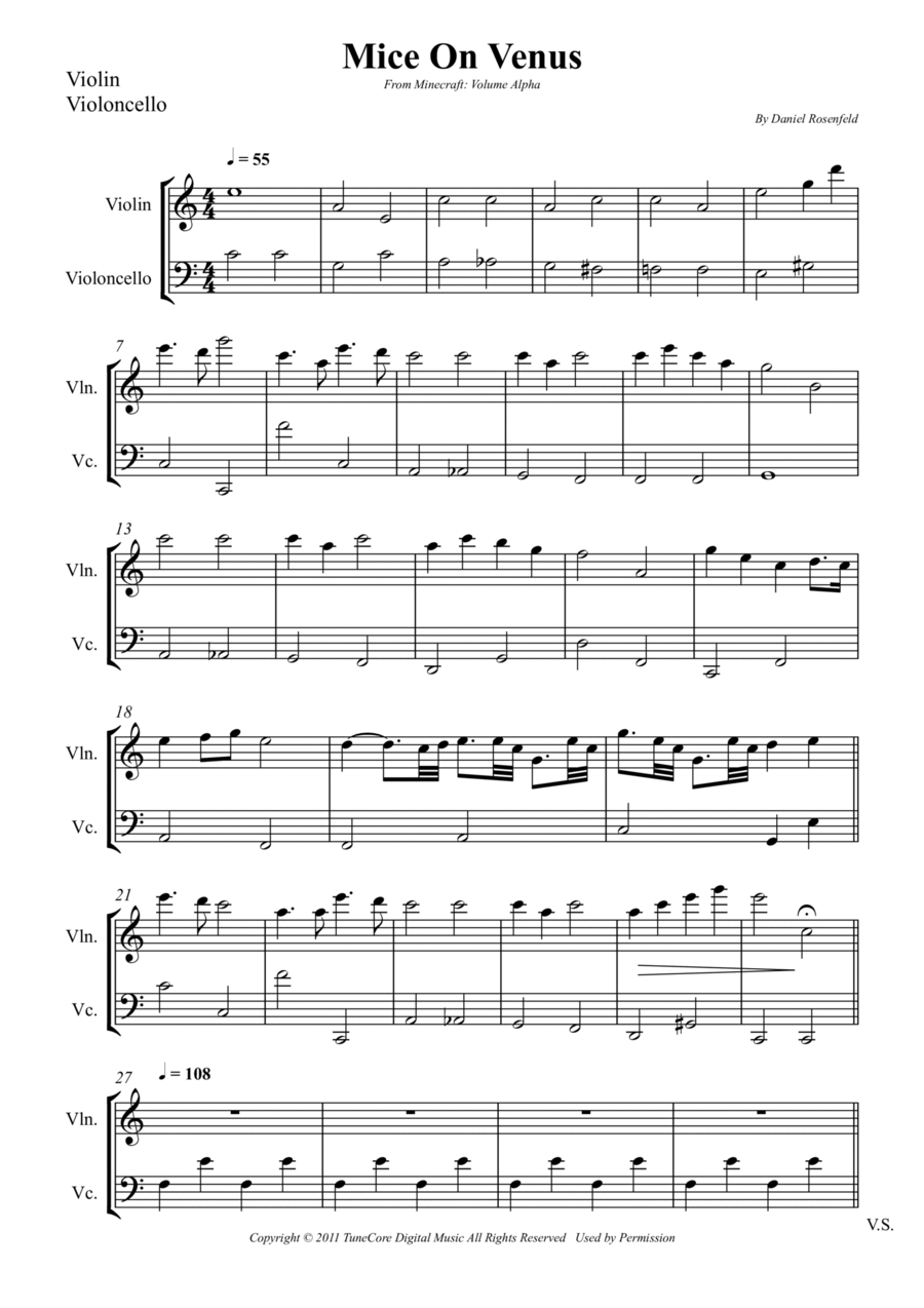 Mice On Venus String Duet scores gallery preview page 1