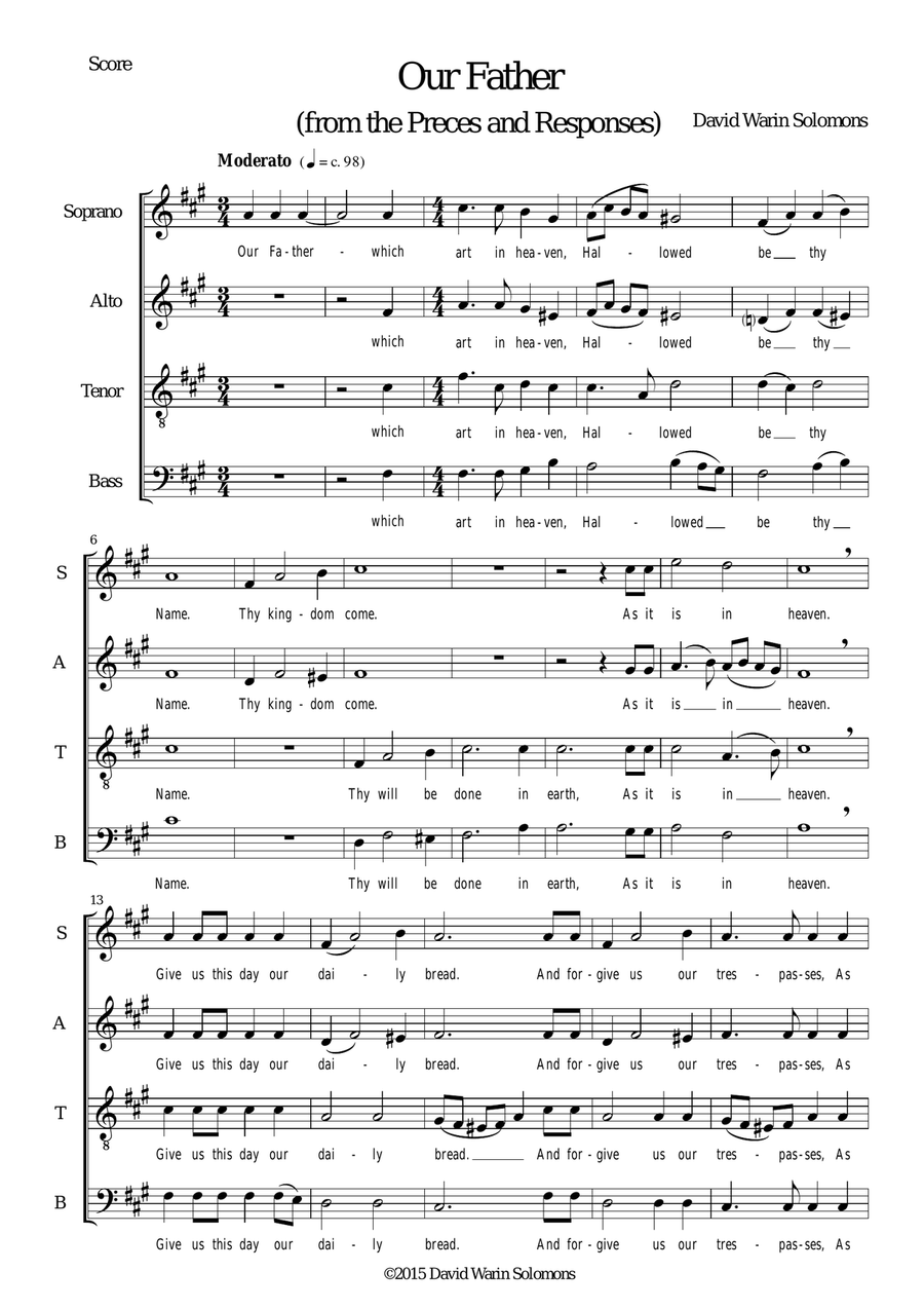 Our Father for SATB (1662 BCP version without doxology) 4-Part scores gallery preview page 1