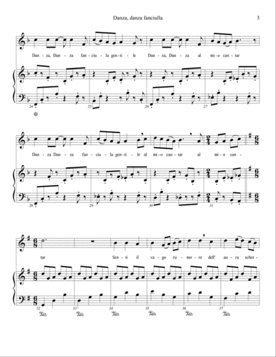 Danza, danza fanciulla (in F) Voice Solo scores gallery preview page 3