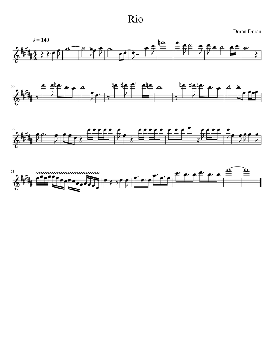 Rio [Sax solo] Tenor Saxophone scores gallery preview page 1