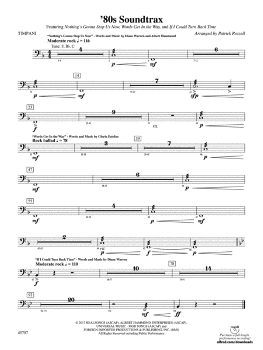 '80s Soundtrax: Timpani Concert Band scores gallery preview page 1
