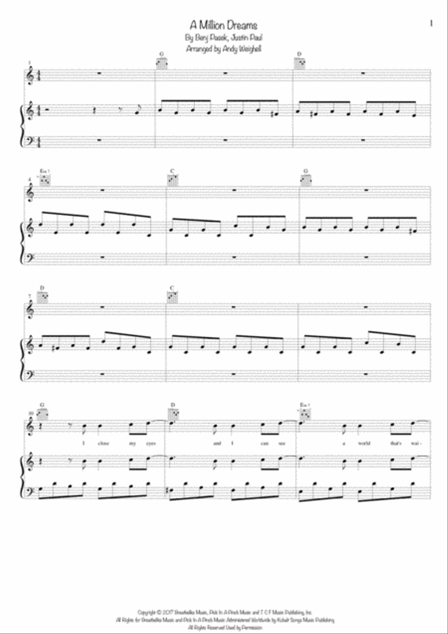 A Million Dreams A Million Dreams Voice scores gallery preview page 1