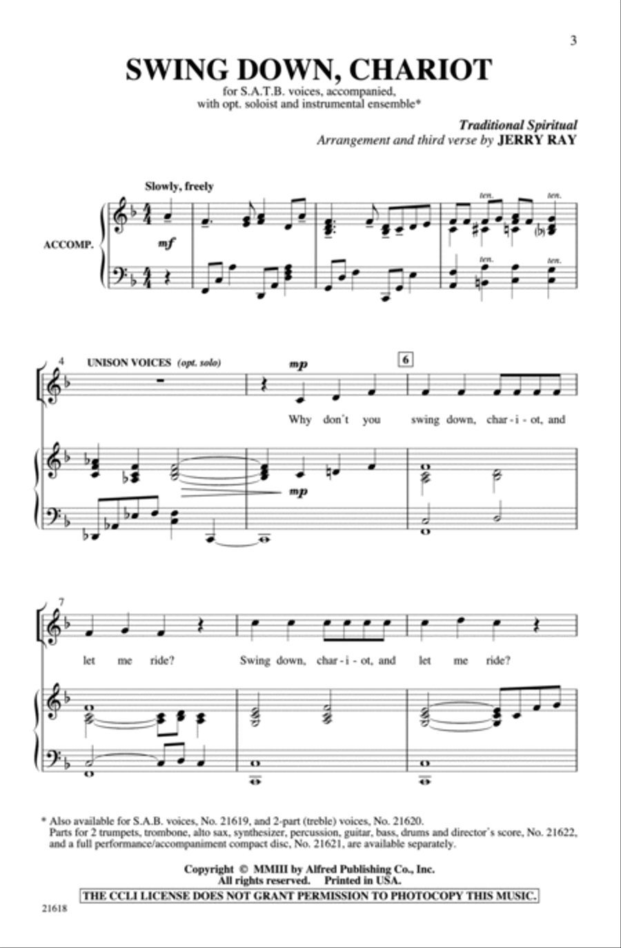 Swing Down, Chariot 4-Part scores gallery preview page 2