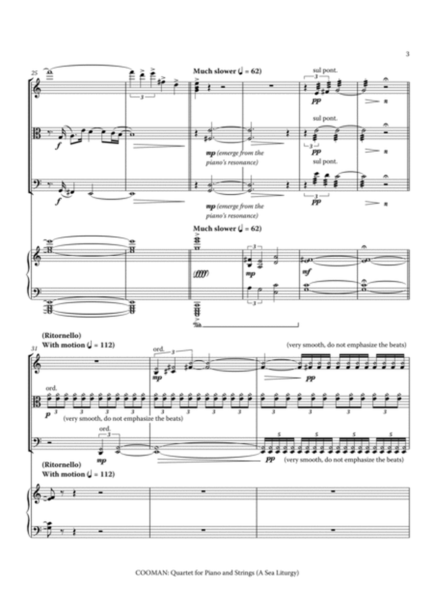 Carson Cooman : Quartet for Piano and Strings (A Sea Liturgy) (2009) for violin, viola, cello and pi