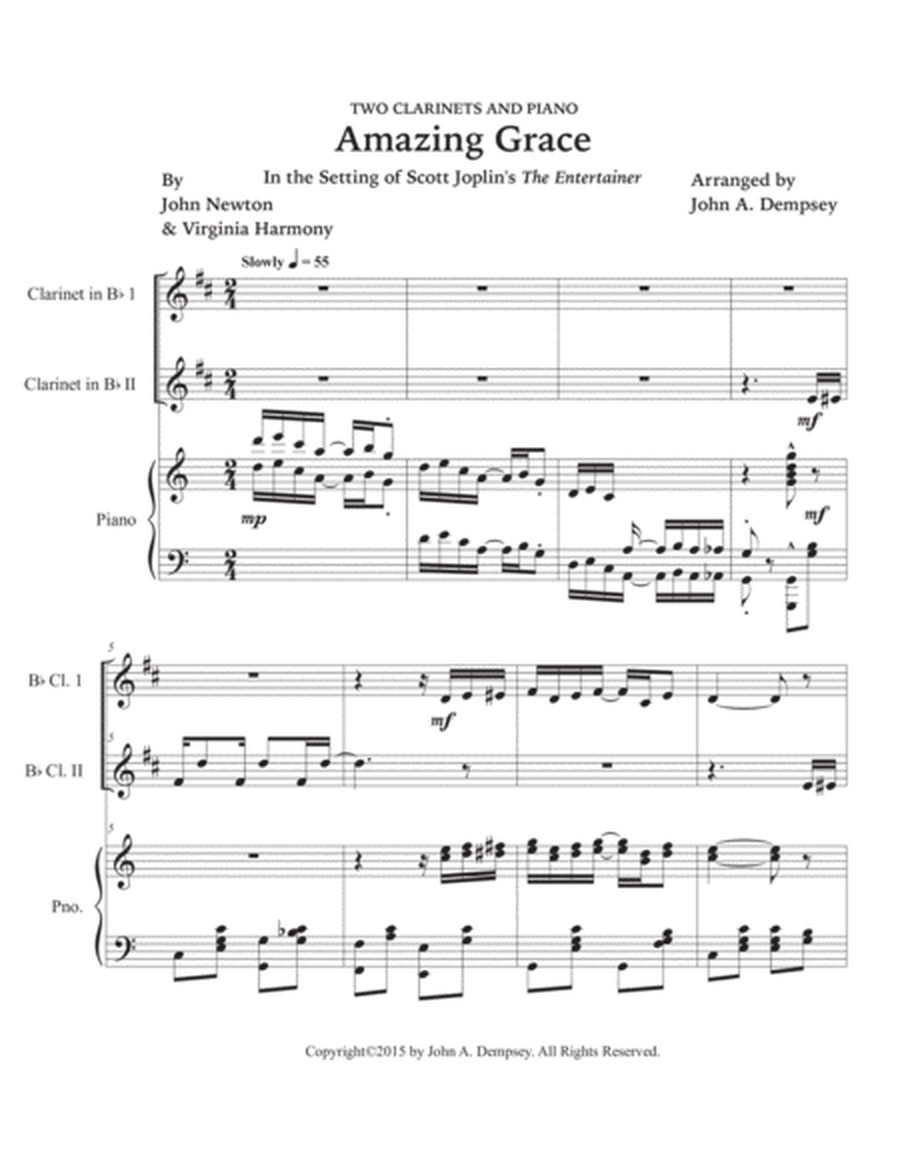 Amazing Grace / The Entertainer (Trio for Two Clarinets and Piano) image number null