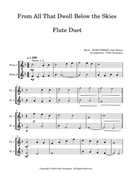 From All That Dwell Below the Skies (Flute Duet) image number null