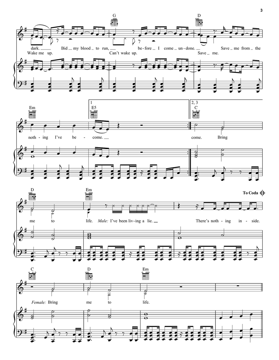 Bring Me To Life Bring Me To Life Acoustic Guitar scores gallery preview page 3