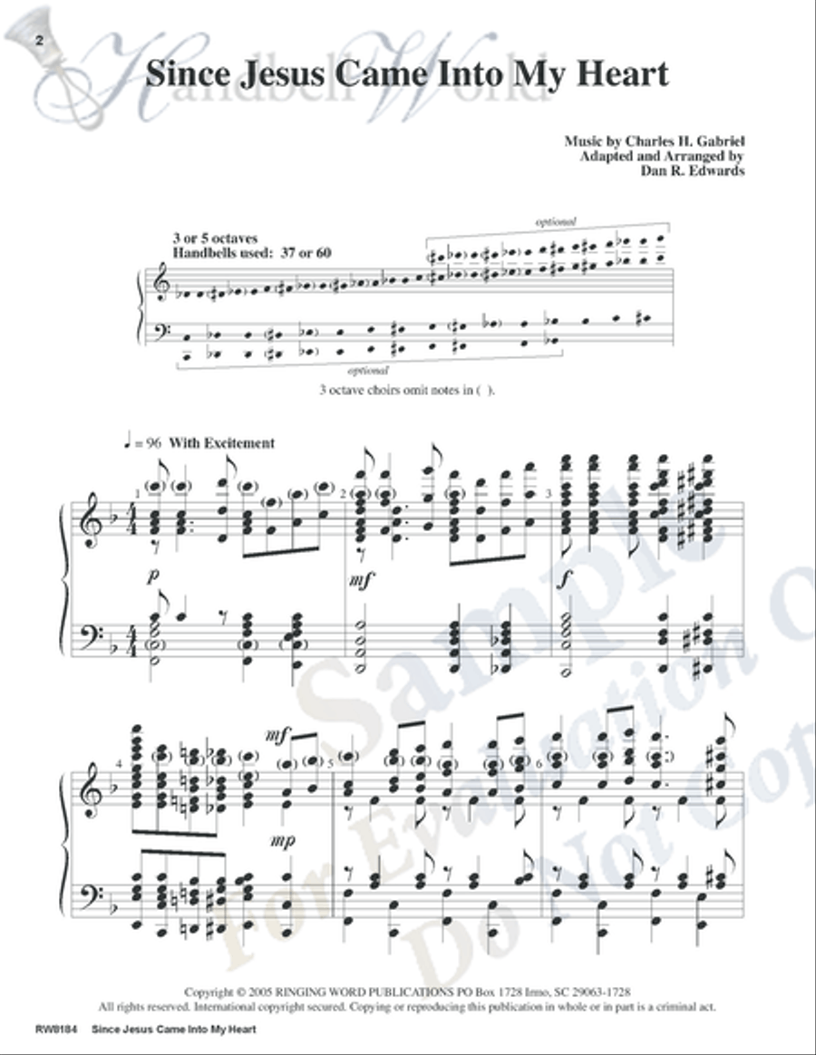 Since Jesus Came Into My Heart 5-Octaves scores gallery preview page 2