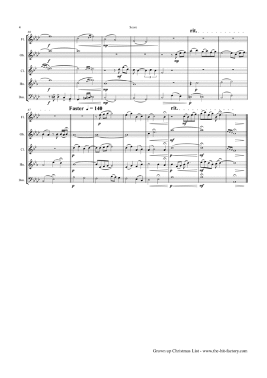 Grown-Up Christmas List Woodwind Quintet scores gallery preview page 4