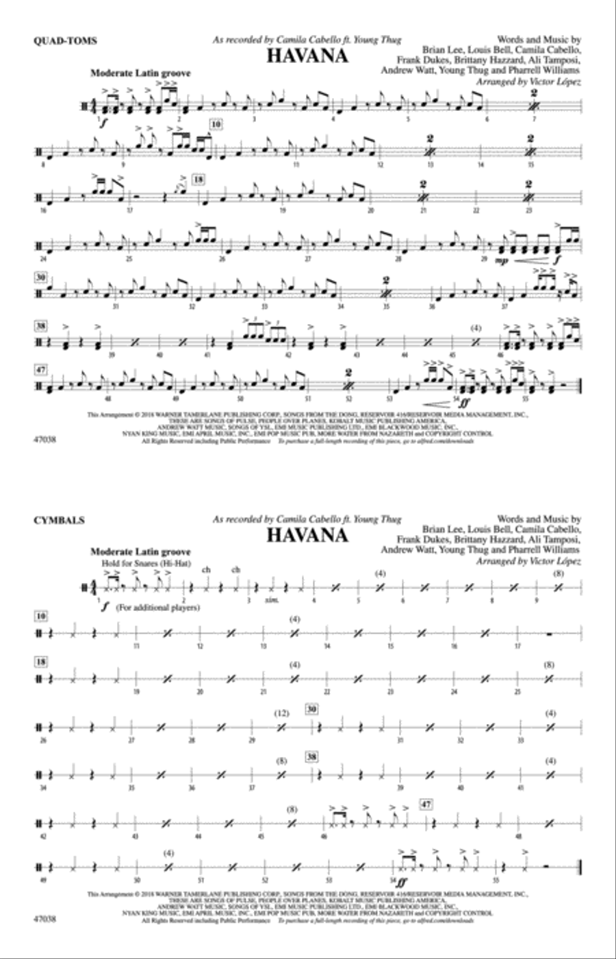 Havana: Quad-Toms Havana: Quad-Toms Marching Band scores gallery preview page 1