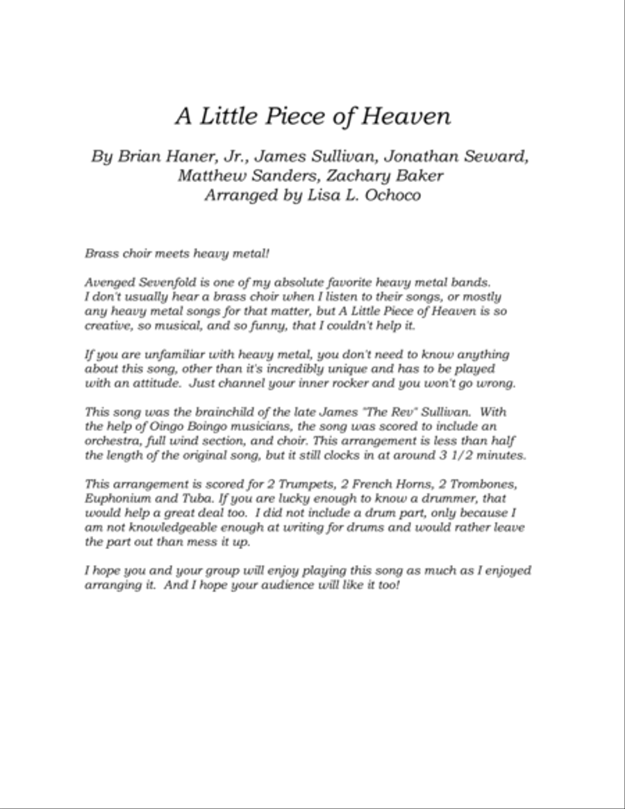 A Little Piece Of Heaven Brass Band scores gallery preview page 4