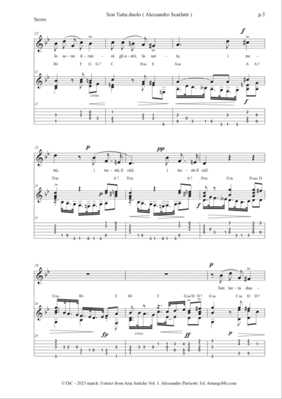 Son tutta duolo ( Extract from Aria Antiche Vol.1) Acoustic Guitar scores gallery preview page 3