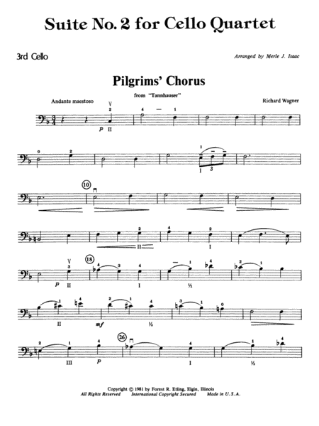 Highland/Etling Cello Quartet Series: Suite No. 2: 3rd Cello