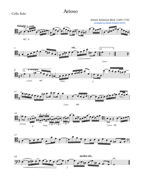 Bach Arioso (BWV 156) for Cello and Chamber Orchestra - PARTS