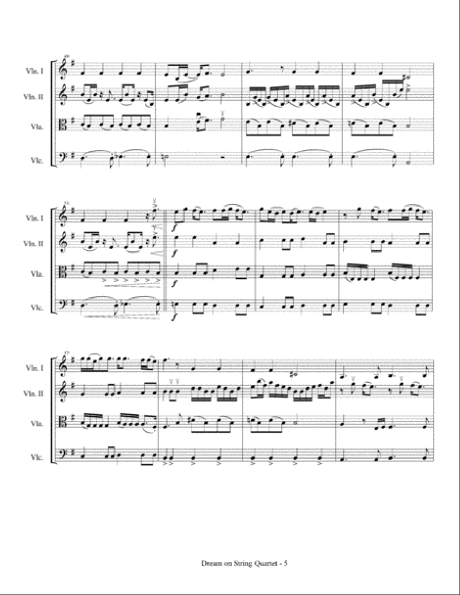 Dream On Dream On String Quartet scores gallery preview page 6