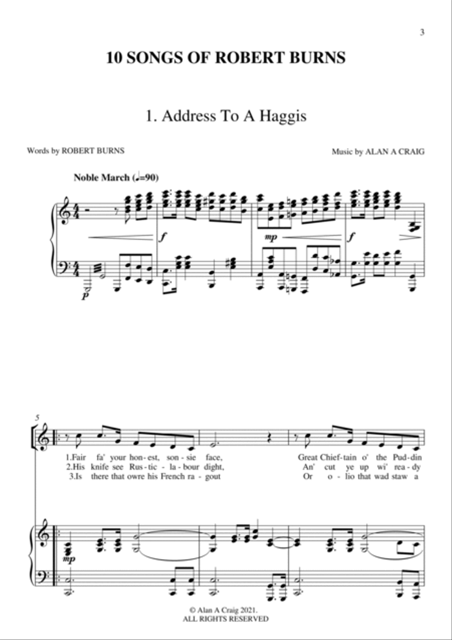 Ten Songs of Robert Burns Voice scores gallery preview page 5