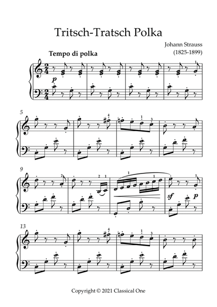 Strauss - Tritsch-Tratsch Polka(With Note name)