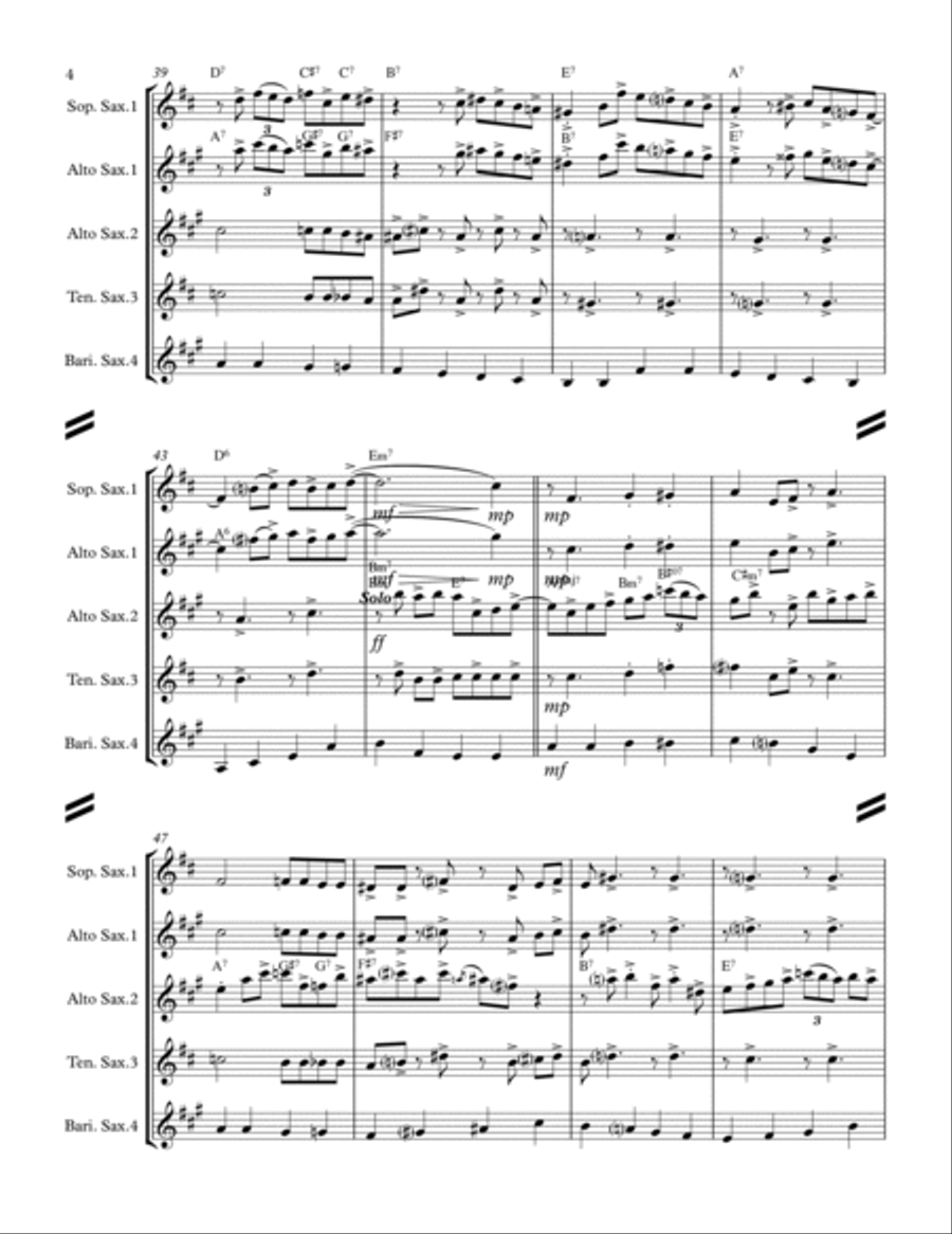 Don't Get Around Much Anymore Saxophone Quartet scores gallery preview page 5