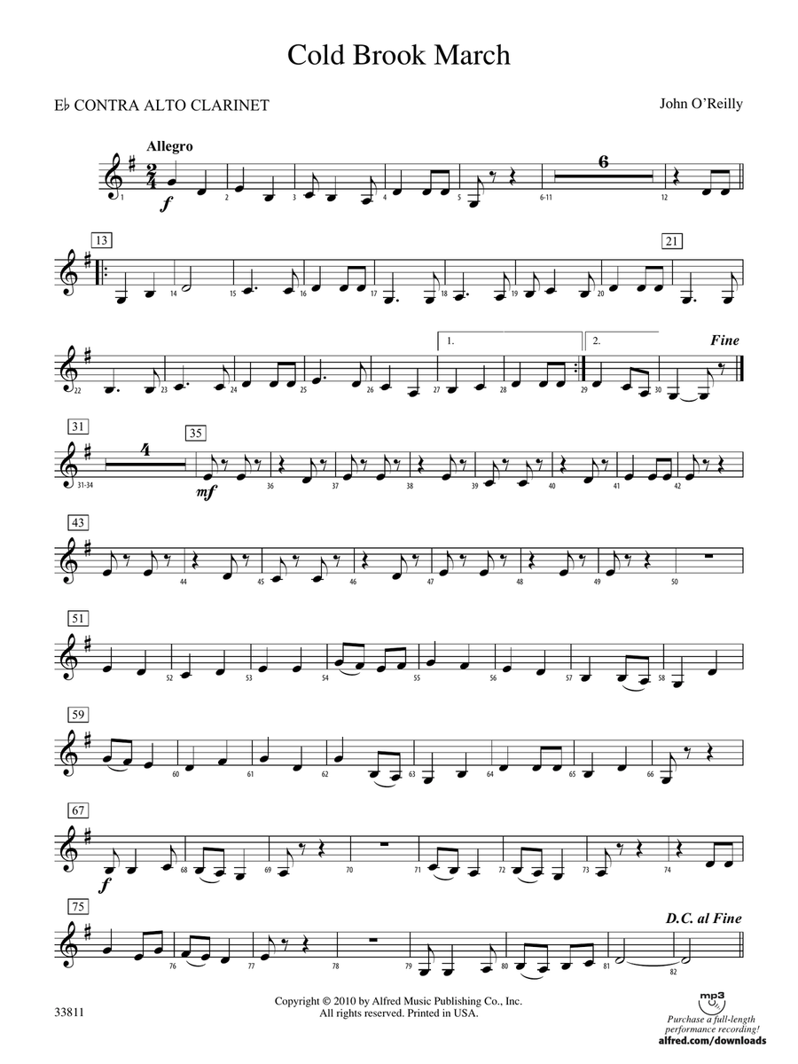 Cold Brook March: (World Part) E-flat Contrabass Clarinet