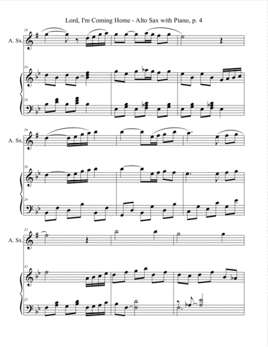 LORD, I'M COMING HOME (for Alto Sax and Piano with Score/Part) image number null