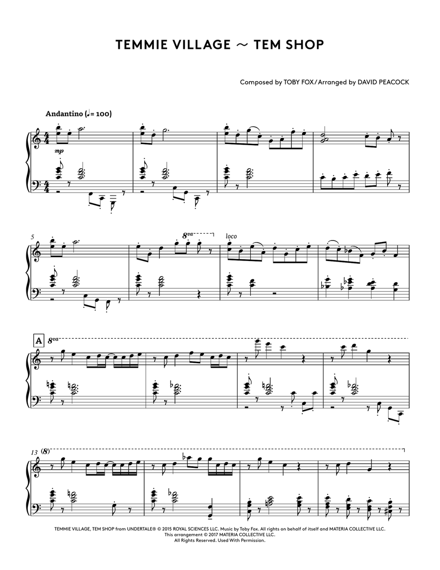 Temmie Village ~ Tem Shop (UNDERTALE Piano Collections 2) Piano Solo scores gallery preview page 2