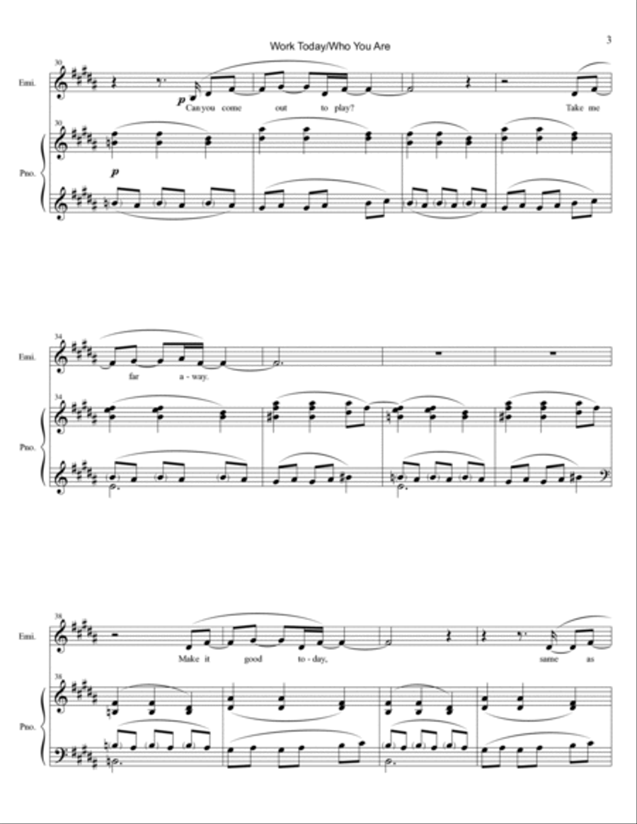 Work Today/Who You Are Piano, Vocal, Guitar scores gallery preview page 3