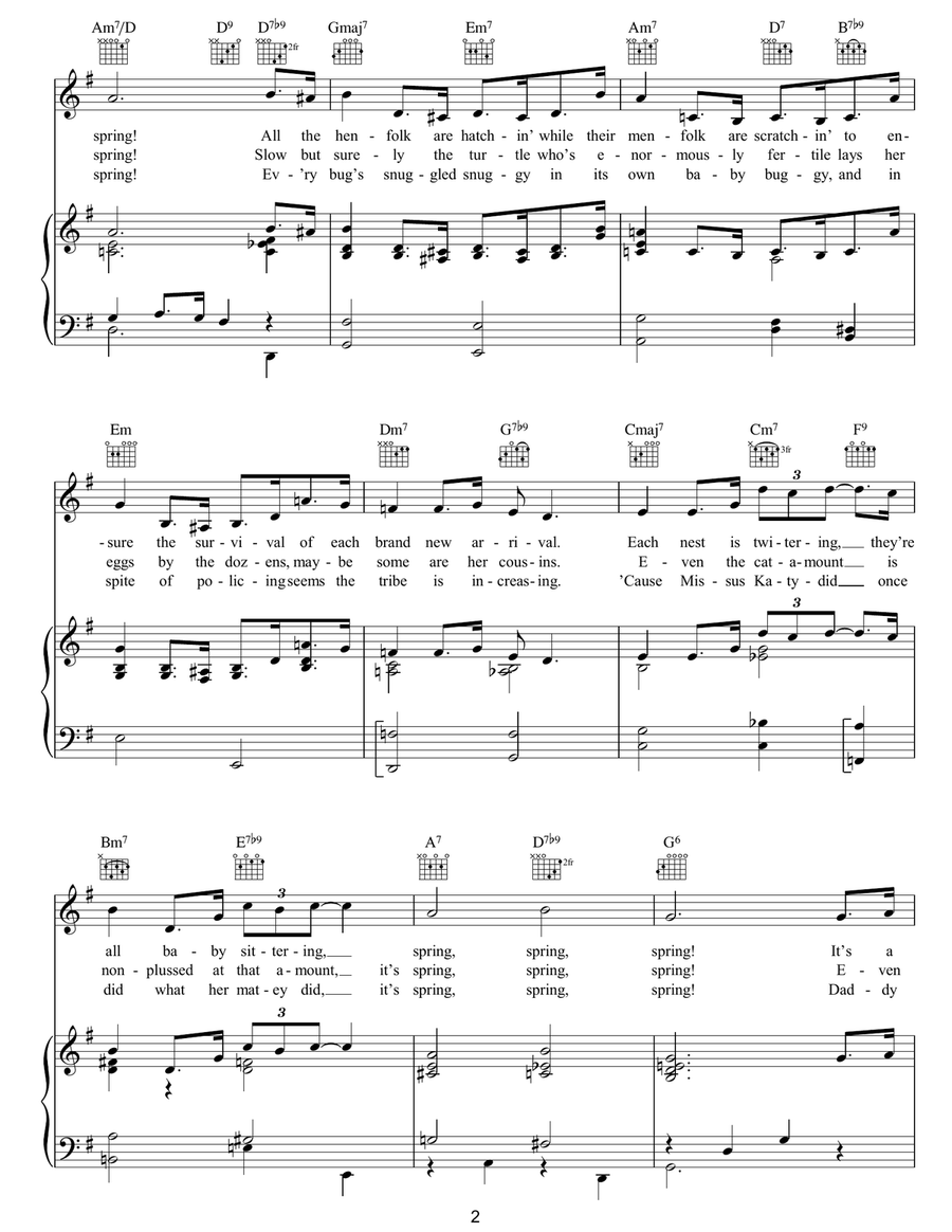 Spring, Spring, Spring! Piano, Vocal, Guitar scores gallery preview page 2