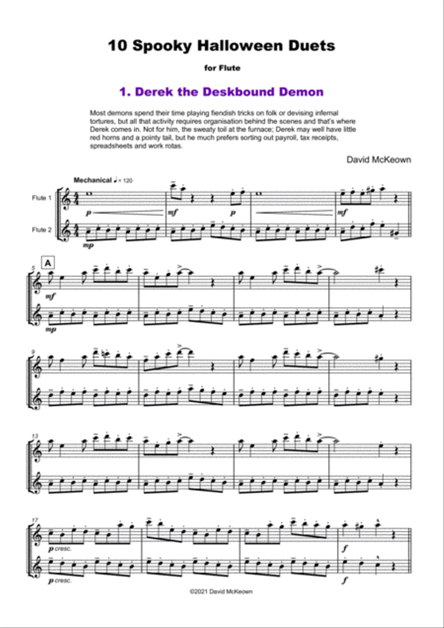 10 Spooky Halloween Duets for Flute Flute Duet scores gallery preview page 3