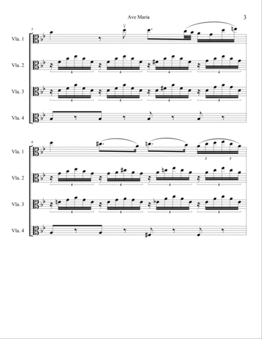 Ave Maria for Viola Quartet Viola scores gallery preview page 4