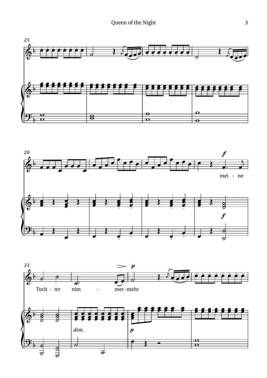 Queen of the Night (aria) - for ALTO in D minor Chamber Music scores gallery preview page 3