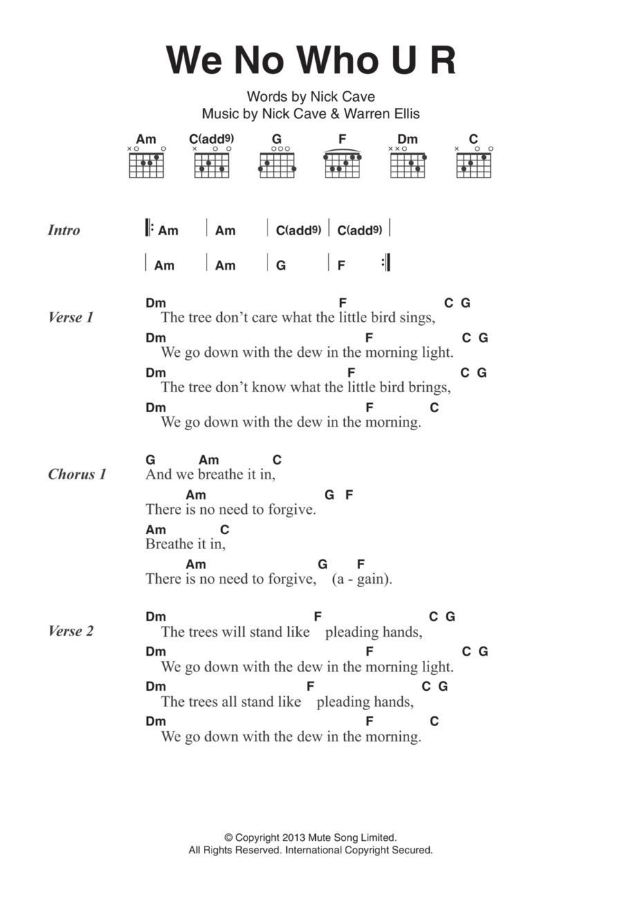 We No Who U R Guitar scores gallery preview page 1