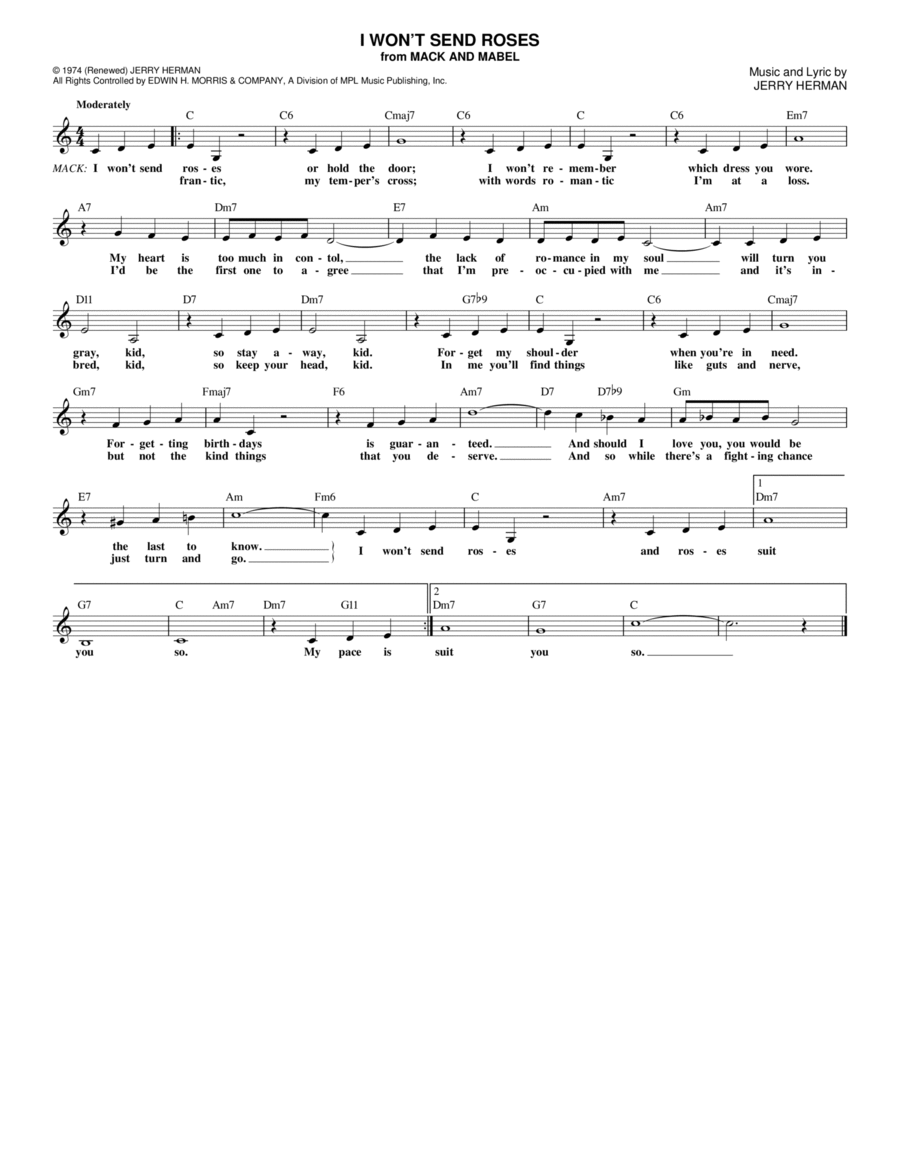 I Won't Send Roses I Won't Send Roses Piano scores gallery preview page 1