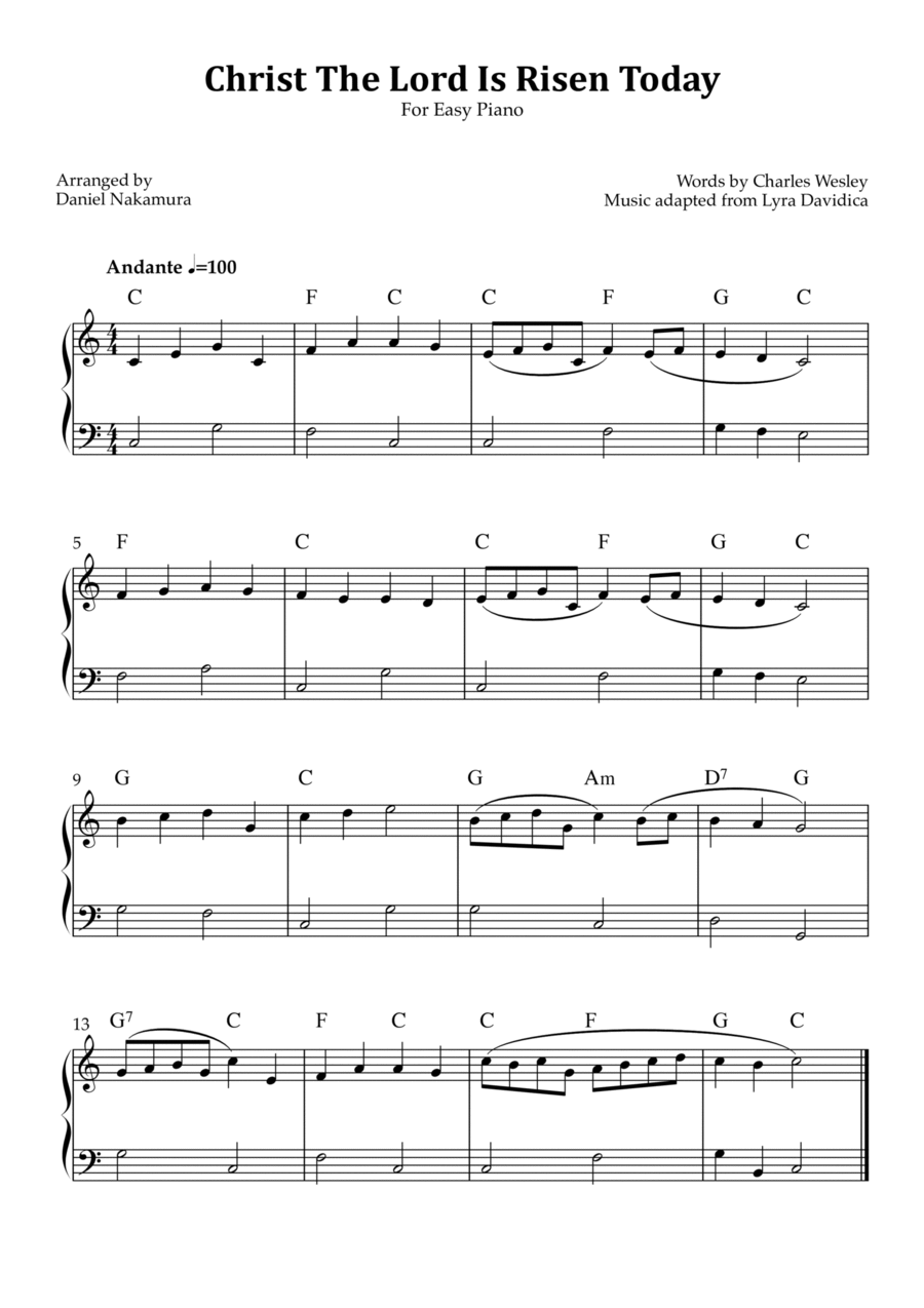 Christ The Lord Is Risen Today (Easy Piano) Easy Piano scores gallery preview page 1