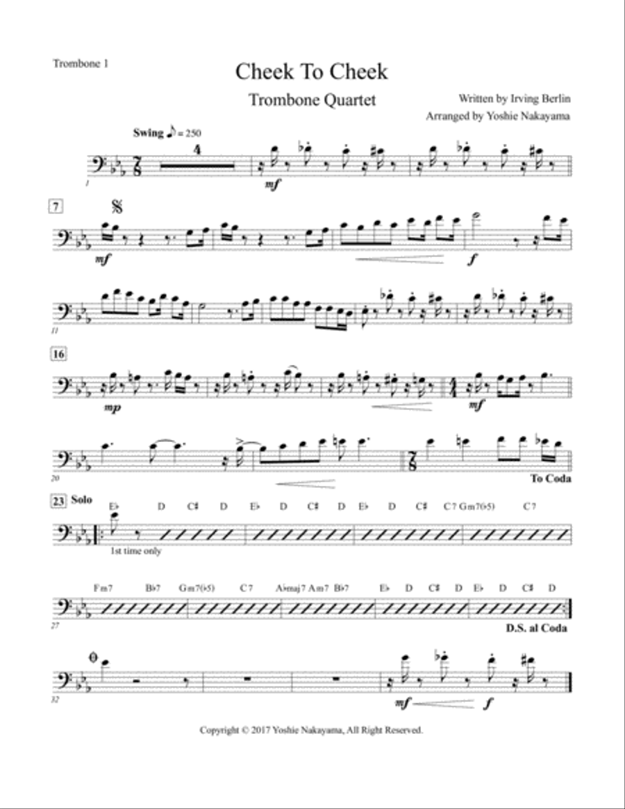 Cheek To Cheek - Score Only Brass Quartet scores gallery preview page 5