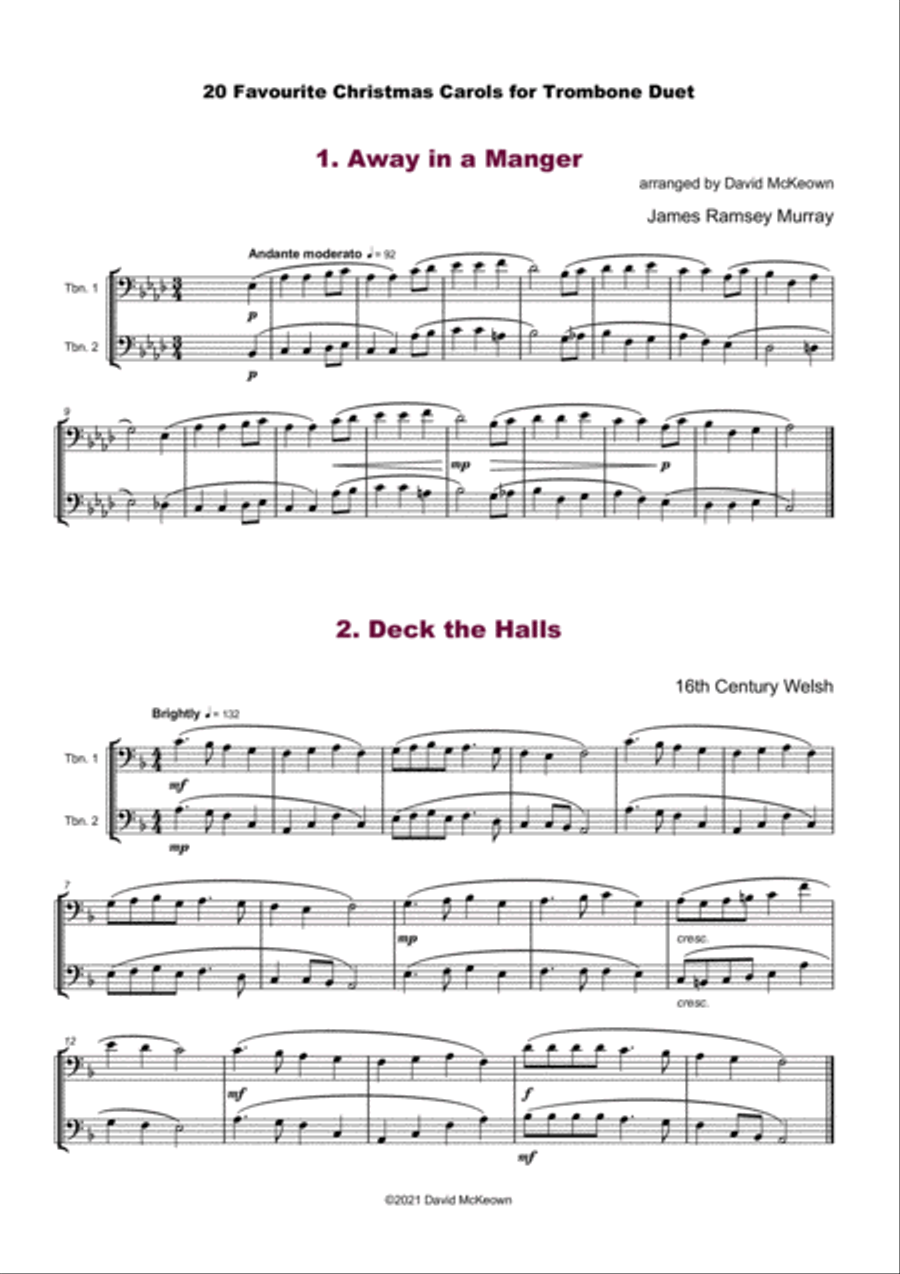 20 Favourite Christmas Carols for Trombone Duet Trombone Duet scores gallery preview page 3