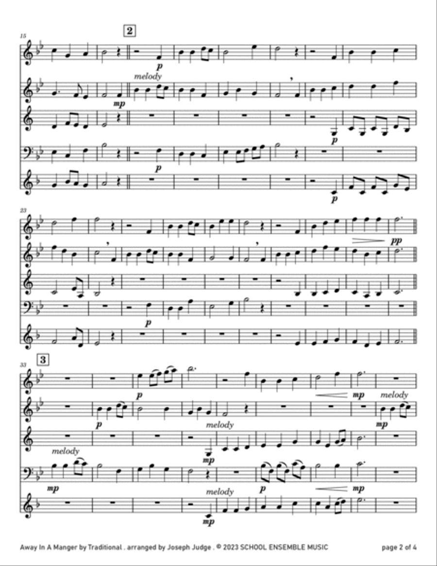 Away In A Manger for Woodwind Quartet in Schools Woodwind Quartet scores gallery preview page 2