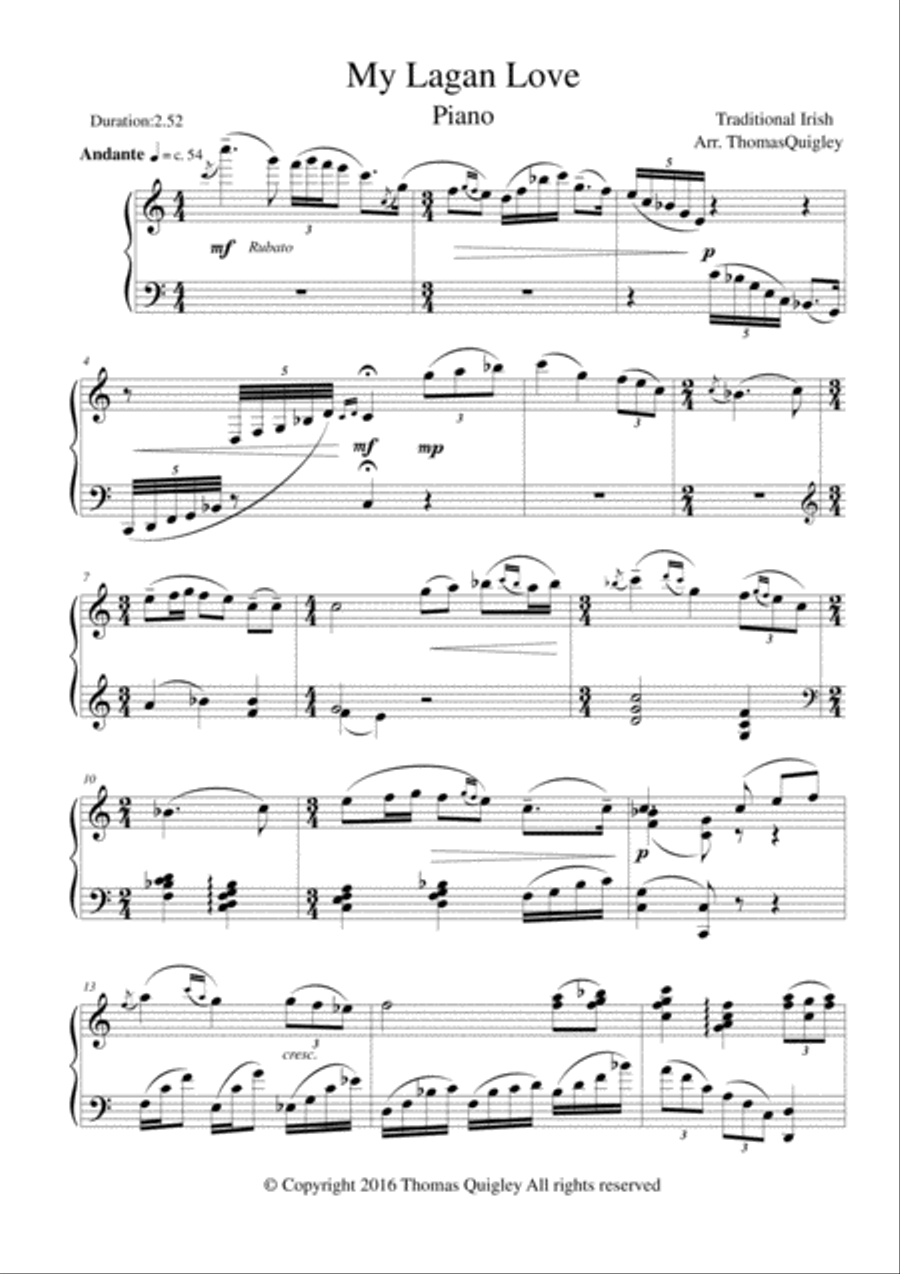 My Lagan Love My Lagan Love Piano Solo scores gallery preview page 1