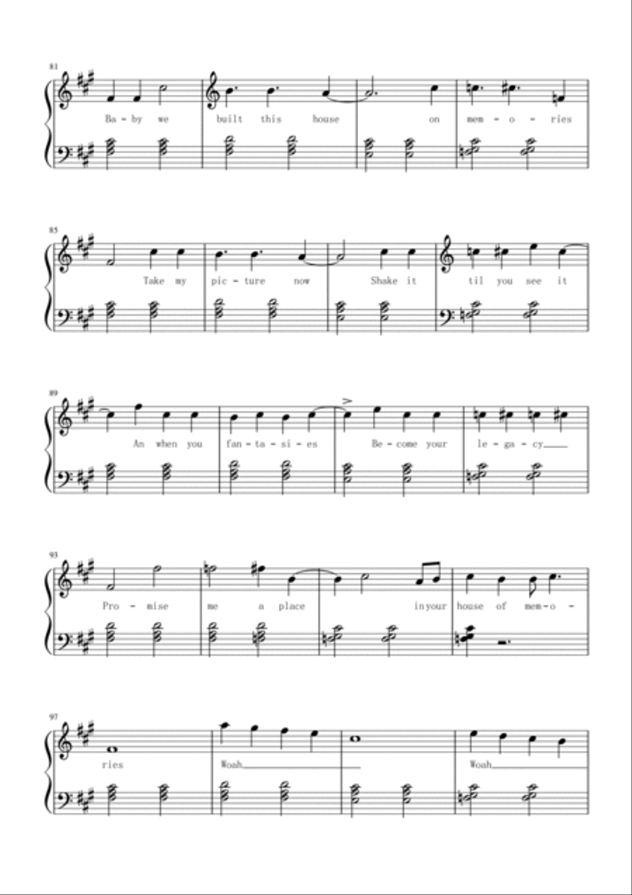 House Of Memories Piano Solo scores gallery preview page 5