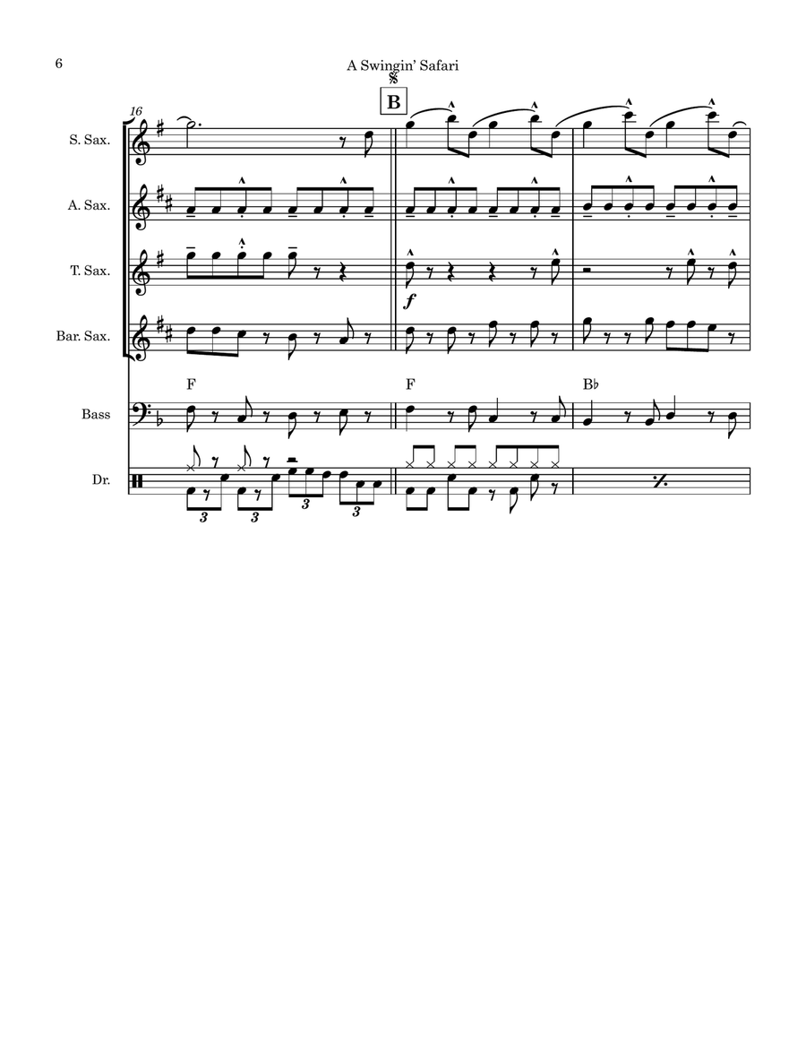 A Swingin' Safari Saxophone Quartet scores gallery preview page 6