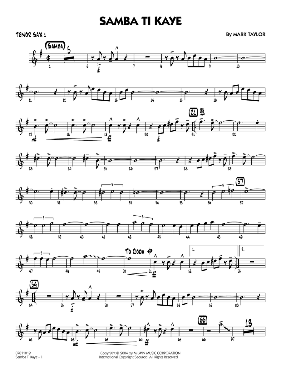 Samba Ti Kaye - Tenor Sax 1