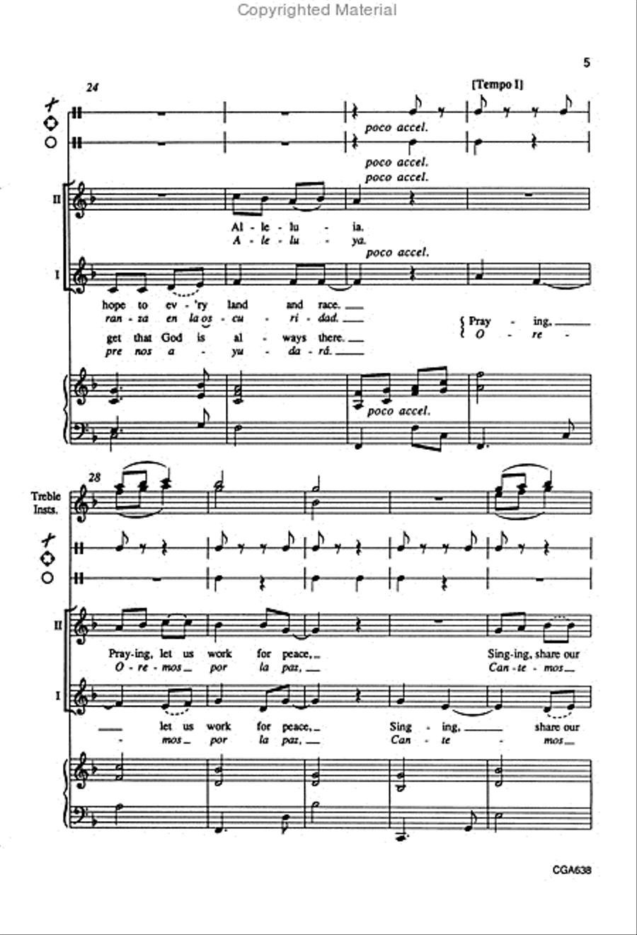 Song of Hope Canto de Esperanza Unison Choir scores gallery preview page 5