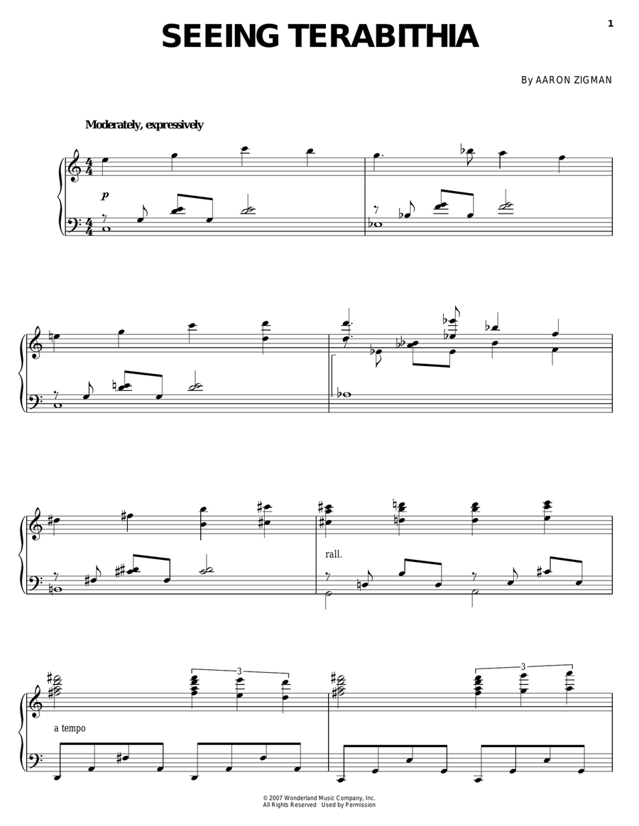 Seeing Terabithia Seeing Terabithia Piano Solo scores gallery preview page 1