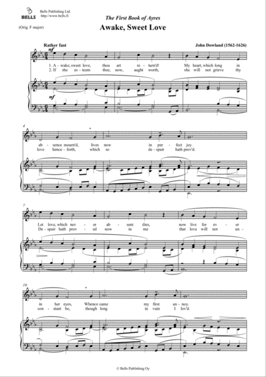 Awake, Sweet Love (E-flat Major) Voice Solo scores gallery preview page 1