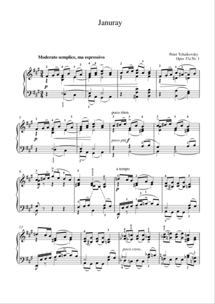 Tchaikovsky-January(By the Hearth)(Piano) Piano Solo scores gallery preview page 2