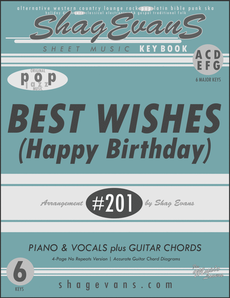 BEST WISHES (Happy Birthday) A201KS - 6 Key Sheet Music Book image number null