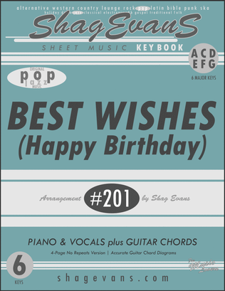 BEST WISHES (Happy Birthday) A201KS - 6 Key Sheet Music Book