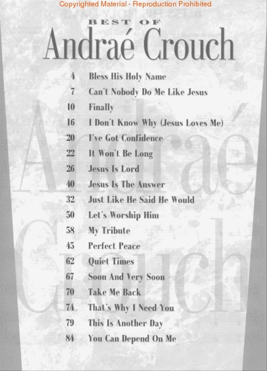 Best of Andrae Crouch – 2nd Edition Piano, Vocal, Guitar scores gallery preview page 2